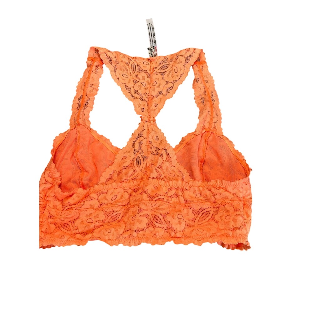 Intimately Free People Neon Orange Floral Lace Racerback Bralette OB403162 - Picture 3 of 4